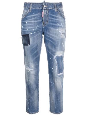 Dsquared2 distressed cropped denim - Blue