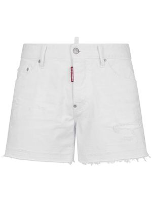 Dsquared2 distressed denim shorts - White