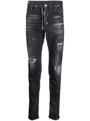 Dsquared2 distressed drawstring skinny jeans - Black
