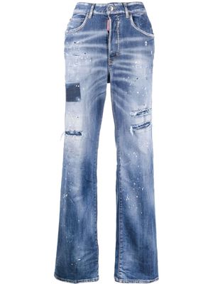 Dsquared2 distressed-effect bootcut jeans - Blue