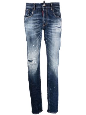 Dsquared2 distressed-finish low-rise jeans - Blue