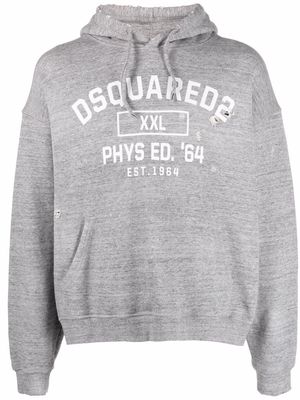 Dsquared2 distressed logo-print hoodie - Grey