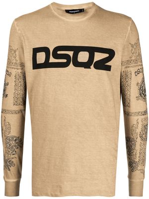 Dsquared2 distressed-logo-print sweatshirt - Brown
