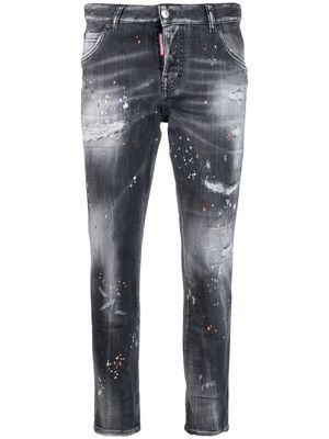 Dsquared2 distressed paint-splatter cropped jeans - Black