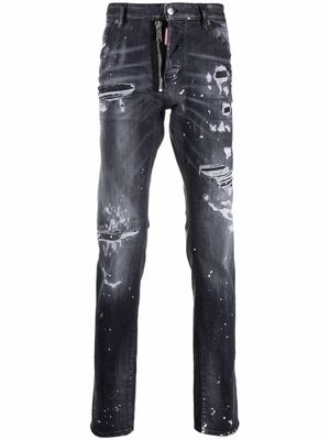 Dsquared2 distressed paint-splatter jeans - Black
