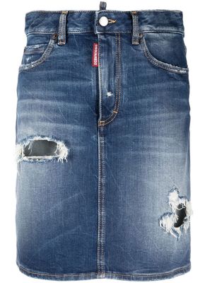 Dsquared2 distressed short denim shirt - Blue