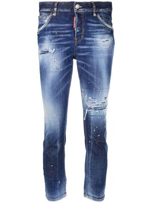 Dsquared2 distressed skinny-fit cropped jeans - Blue