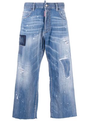 Dsquared2 distressed wide-leg cropped jeans - Blue