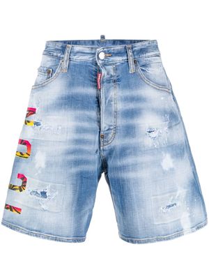 Dsquared2 distressed wide-leg shorts - Blue