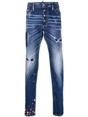 Dsquared2 Ditsy ripped slim-fit jeans - Blue