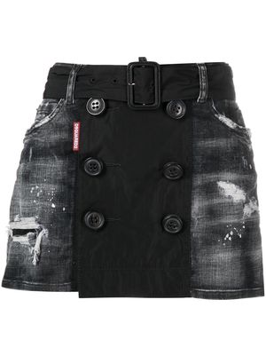 Dsquared2 double-buttoned denim mini skirt - Black
