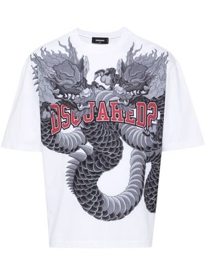 Dsquared2 dragon-print cotton T-shirt - White