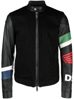 Dsquared2 embossed-logo zipped leather jacket - Black