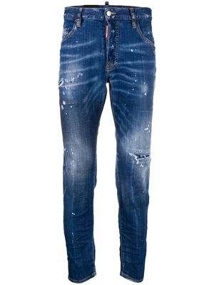 Dsquared2 embroidered distressed skinny jeans - Blue