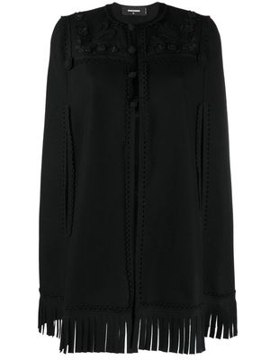 Dsquared2 embroidered frayed cape - Black