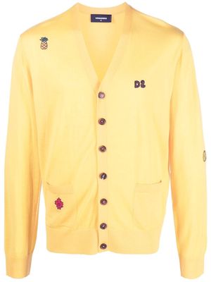 Dsquared2 embroidered logo cardigan - Yellow