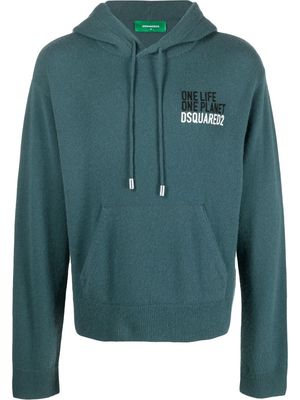 Dsquared2 embroidered-logo cashmere hoodie - Green
