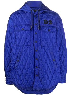 Dsquared2 embroidered-logo quilted jacket - Blue
