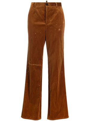Dsquared2 embroidered.logo velvet trousers - Brown