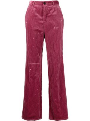 Dsquared2 embroidered-logo velvet trousers - Pink