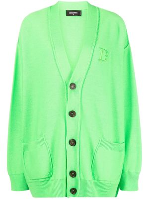 Dsquared2 embroidered-logo virgin wool cardigan - Green