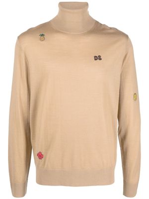 Dsquared2 embroidered roll-neck jumper - Neutrals