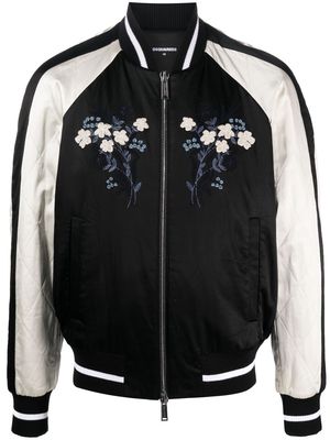 Dsquared2 embroidered satin bomber jacket - Black