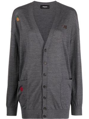 Dsquared2 embroidered wool cardigan - Grey