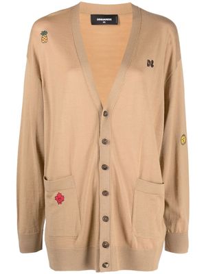 Dsquared2 embroidered wool cardigan - Neutrals