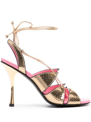Dsquared2 Evening 100mm cut-out leather sandals - Gold