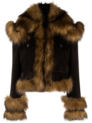 Dsquared2 faux-fur trim corduroy cotton jacket - Brown