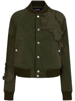 Dsquared2 floral-appliqué cotton bomber jacket - Green