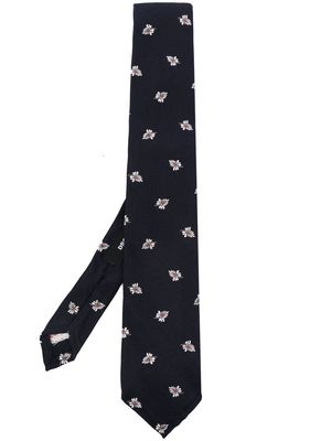 Dsquared2 floral-embroidered silk tie - Blue