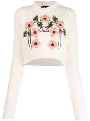 Dsquared2 floral-embroidered wool jumper - Neutrals
