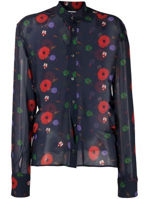 Dsquared2 floral-print long-sleeved shirt - Blue