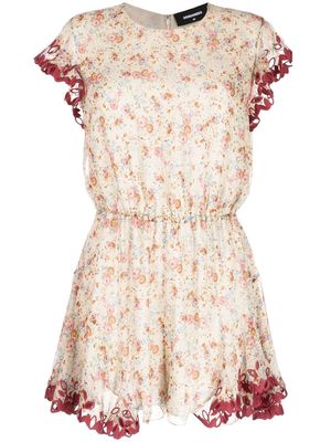 Dsquared2 floral-print silk playsuit - Brown