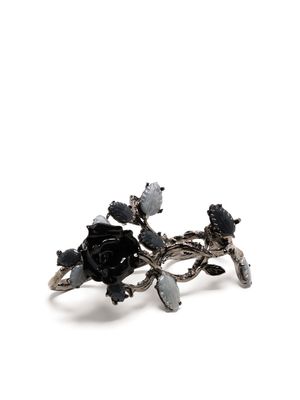 Dsquared2 flower three-finger ring - Black