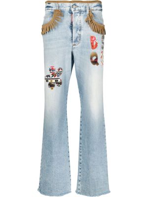 Dsquared2 fringed-trim bootcut jeans - Blue