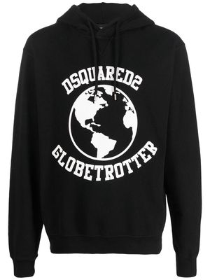 Dsquared2 Globetrotter logo-print hoodie - Black