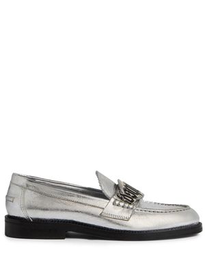 Dsquared2 Gothic metallic-finish leather loafers - Silver