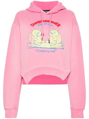 Dsquared2 graphic-print cropped hoodie - Pink