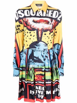Dsquared2 graphic print shirt dress - Yellow