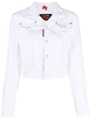 Dsquared2 Honey logo-patch cropped denim jacket - White