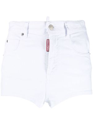 Dsquared2 Honey logo-patch denim mini shorts - White