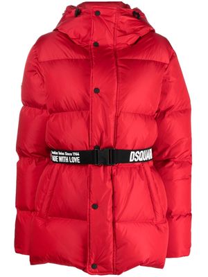 Dsquared2 hooded belted puffer jacket