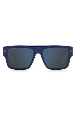 Dsquared2 Icon 56mm Flat Top Sunglasses in Blue White /Grey Blue