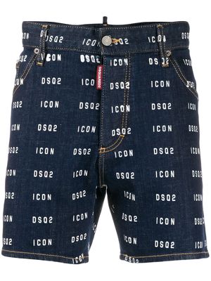 Dsquared2 ICON DSQ2 logo denim shorts - Blue