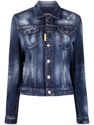 Dsquared2 Icon paint-splatter denim jacket - Blue