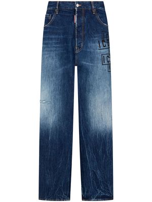 Dsquared2 Icon-print high-rise straight-leg jeans - Blue
