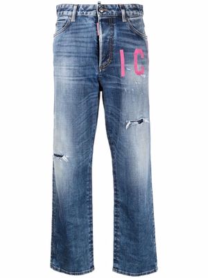Dsquared2 Icon-print straight-leg jeans - Blue